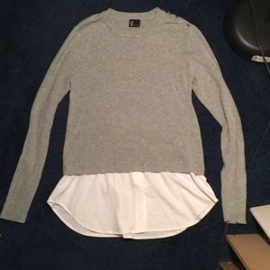 Ladies long sleeve sweater with fake blouse bottom